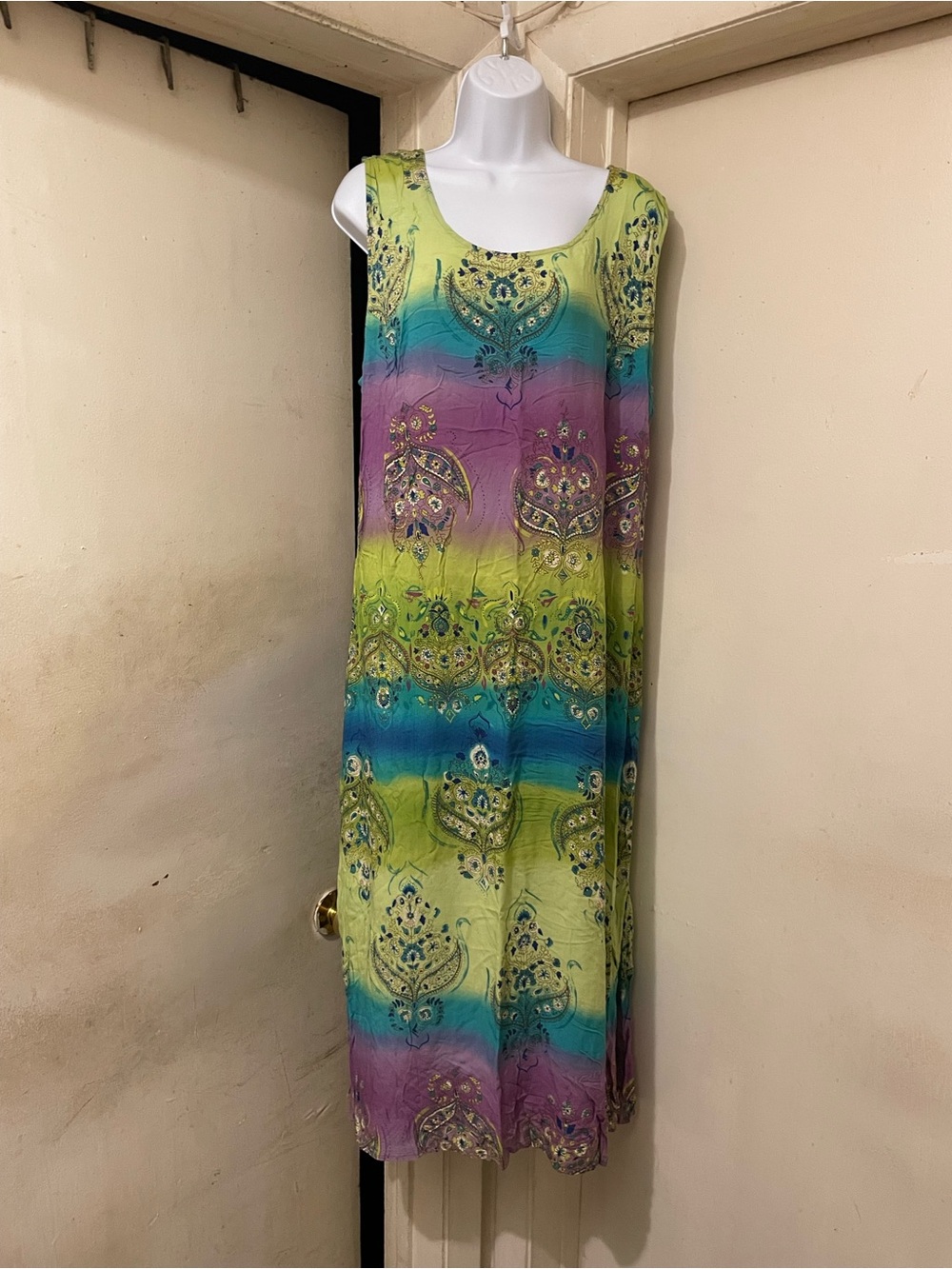 Mlle Gabrielle Women's 24W Green Blue Purple Floral Ombré Maxi Dress
